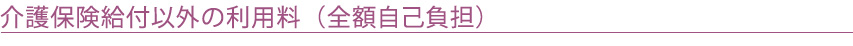 介護保険給付以外の利用料（全額自己負担）